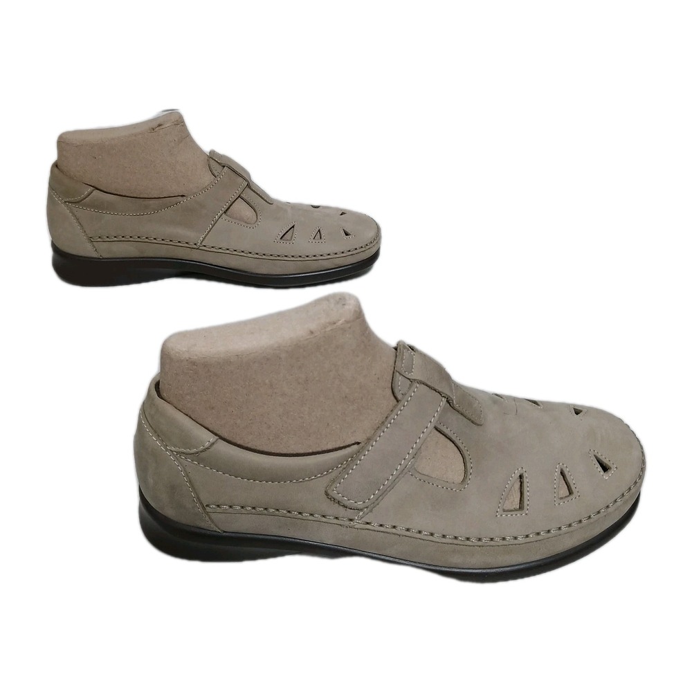 SAS Roamer Women Loafer Shoes 9.5 Wide Khaki Leather Comfort Orthopedic Walking